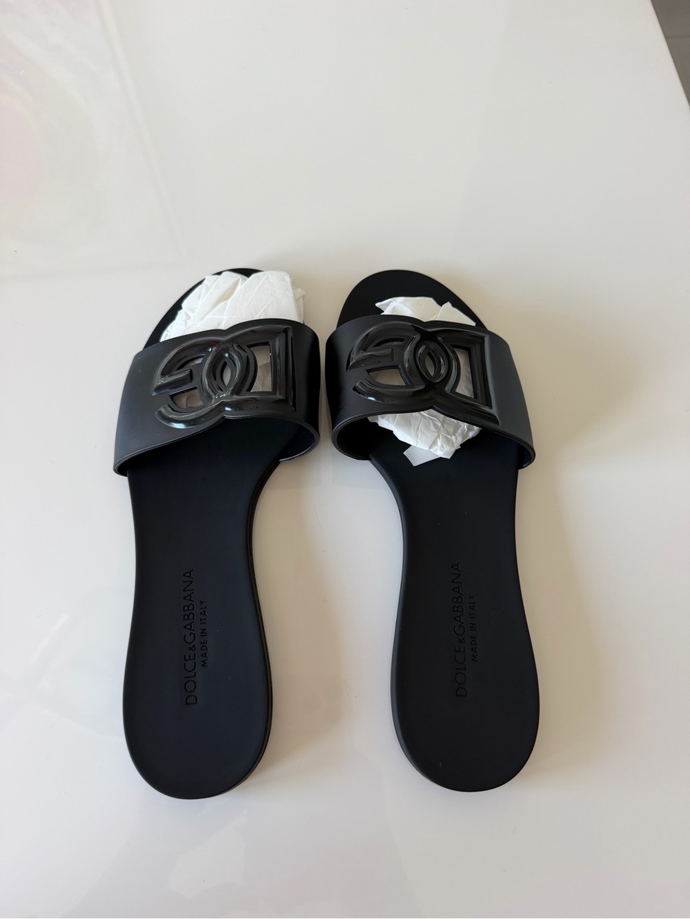 Dolce & Gabbana Black Logo Slide Sandals - Women's